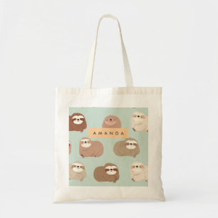 Tote Bag Pastel personnalisé Adorable Sloth Motif