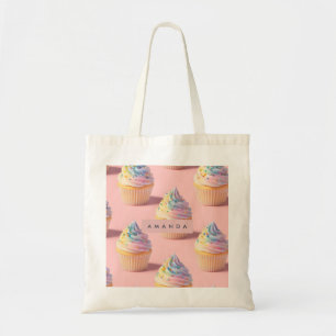 Tote Bag Pastel personnalisé Rainbow Cupcake Motif