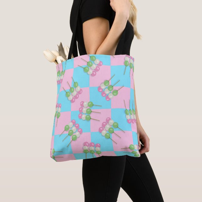 Tote Bag Pastel Pink À damiers Dango Fourre-tout (De près)