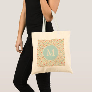 Tote Bag Pastel Pretty Spring Motif Floral Monogramme