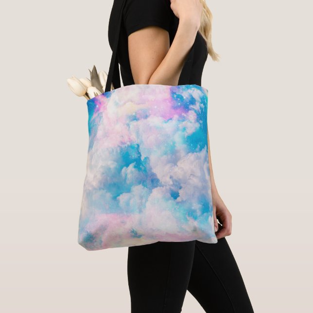 Tote Bag Pastel Rainbow Ciel nuageux (De près)