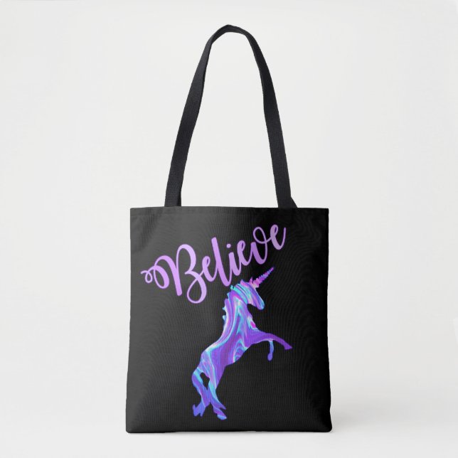 Tote Bag Pastel Rainbow Croire En Unicorns (Devant)