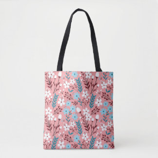 Tote Bag Pastel Rose Floral Motif sans Seamless.