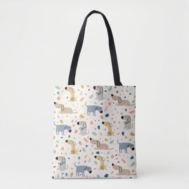 Tote Bag Pastel Terrazzo Funny Mignonne Chien Motif (Devant)