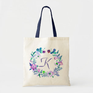 Tote Bag Pastel Watercolor Flowers Wreath