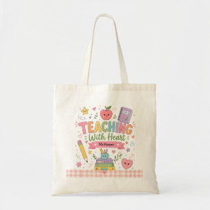 Tote Bag Pastels Personnalisés à Carreaux Enseignement Avec