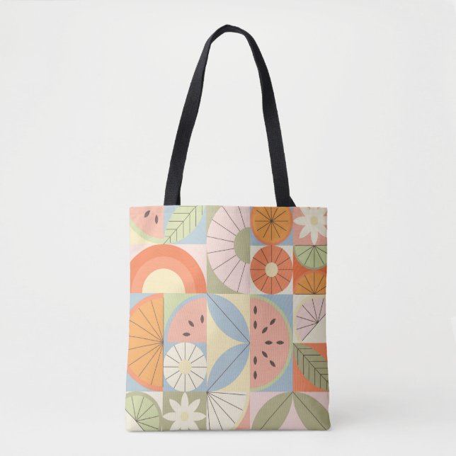 Tote Bag Pastèque d'été Citrus : Patte géométrique Abstrait (Devant)