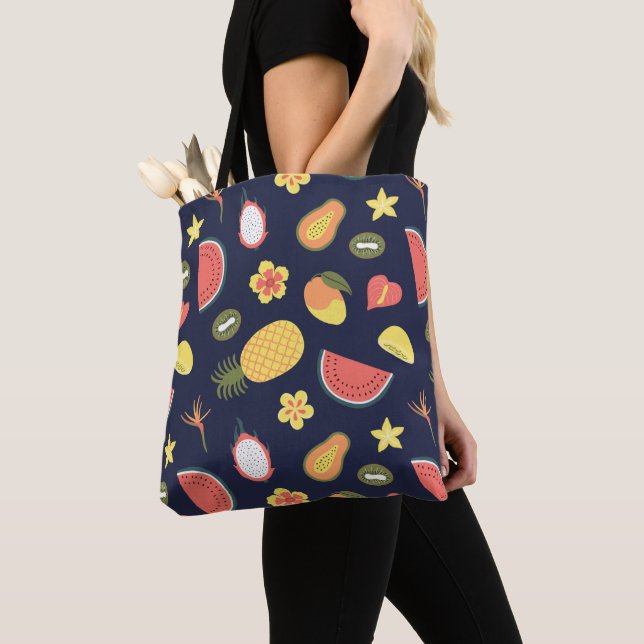 Tote Bag pastèque motif moderne et tendance aux ananas (De près)