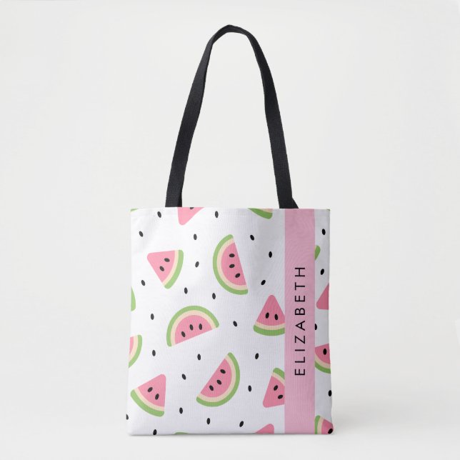 Tote Bag Pastèque Rose, Pâtes De Pâques, Votre Nom (Devant)