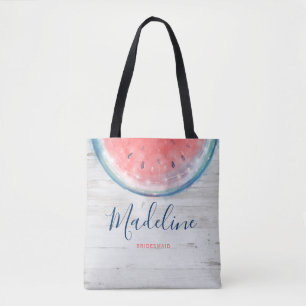 Tote Bag Pastèque rustique en bois d'aquarelle nuptiale de