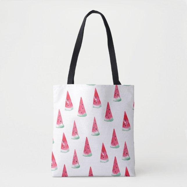Tote Bag pastèques aquarelles, motif d'été sans soudure. (Devant)