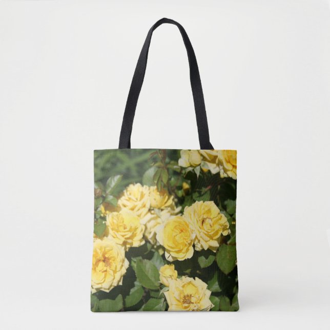 Tote Bag Patch à fleurs de rose jaune (Devant)
