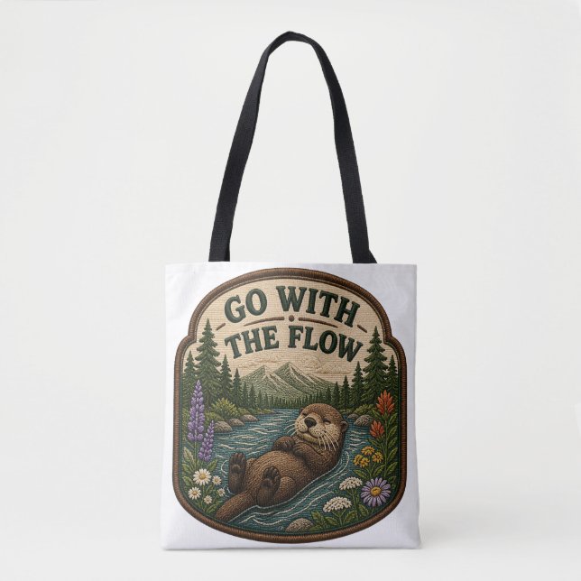 Tote Bag Patch brodé de loutre Go With The Flow (Devant)