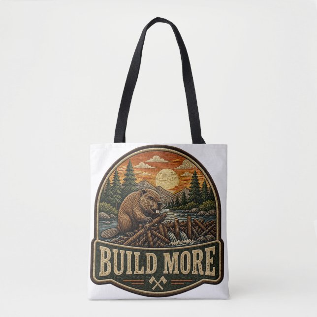 Tote Bag Patch brodé extérieur Build More Beaver (Devant)