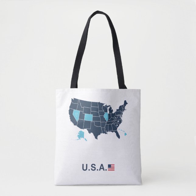 Tote Bag Patch de cuir brodé de la carte des États-Unis pou (Devant)