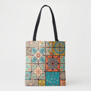 Tote Bag Patchwork coloré Carrelage de Majolica Islamique