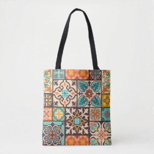 Tote Bag Patchwork coloré Islam Motifs Carrelage