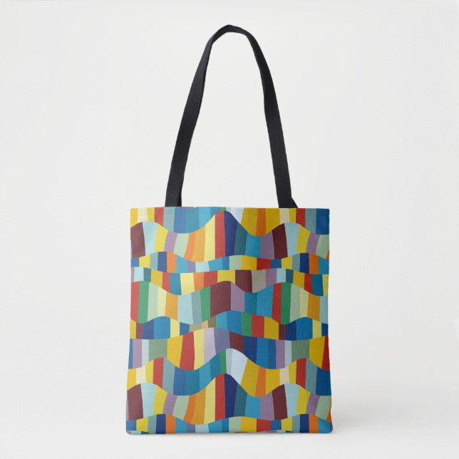 Tote Bag Patchwork couleur Wavy Abstrait 291020 (Devant)
