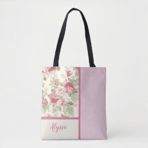 Tote Bag Patchwork de roses vintages et rouges