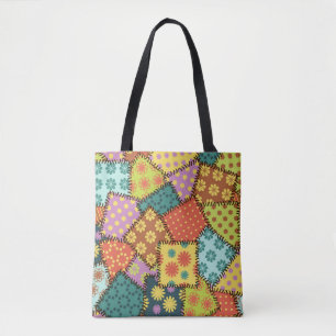 Tote Bag Patchwork Eclectique : Mélange Motif Diverse