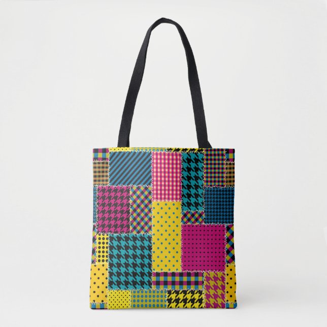 Tote Bag Patchwork géométrique : Arrière - plan sans forme  (Devant)