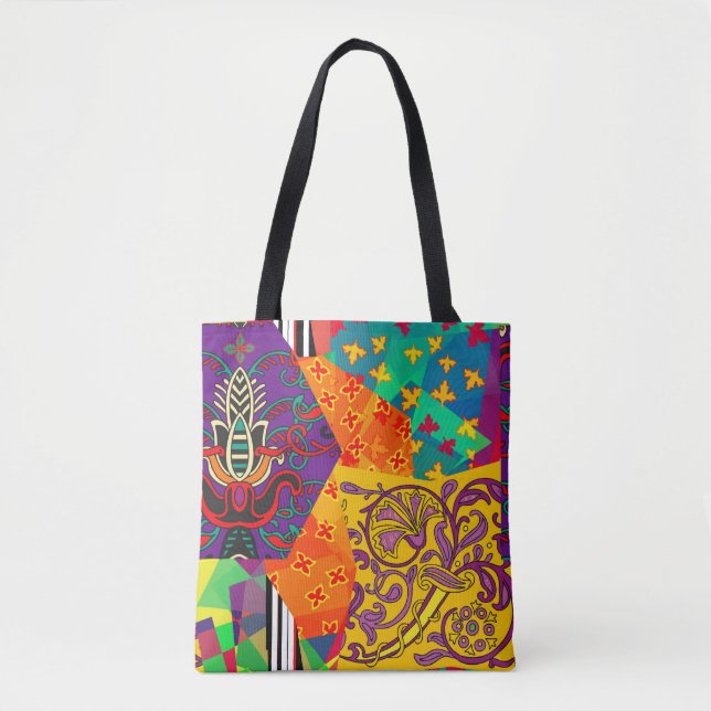 Tote Bag Patchwork indien turc festier Mandala (Devant)