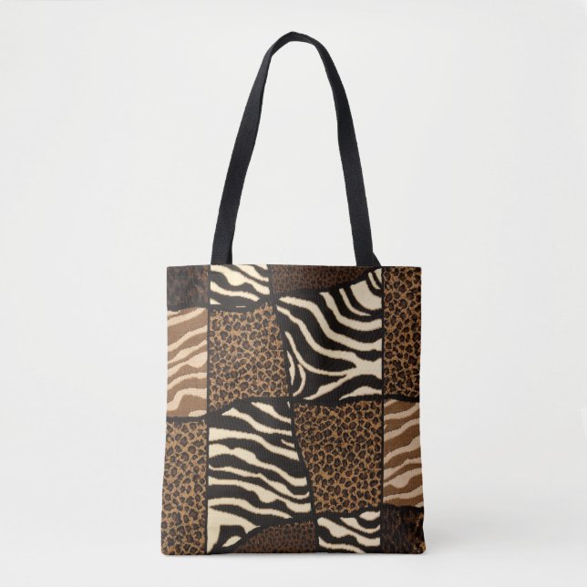 Tote Bag Patchwork Motif animal africain - Bold & Cultural (Devant)