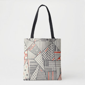 Tote Bag Patchwork rétro : Conception géométrique Abstraite