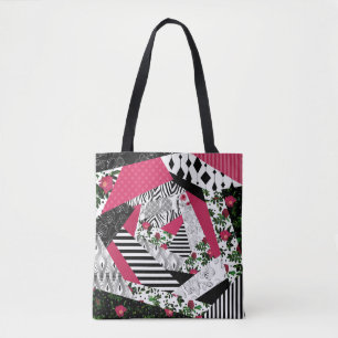 Tote Bag patchwork rouge, populaire, patchwork lancer oreil