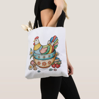 Tote Bag Patchwork Vintage Hen Quilted Chicken Thrifty