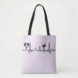 Tote Bag Pâtes noires simplistes et battement de coeur du v