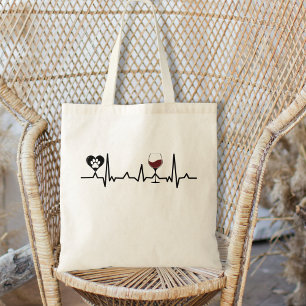 Tote Bag Pâtes noires simplistes et battement de coeur du v