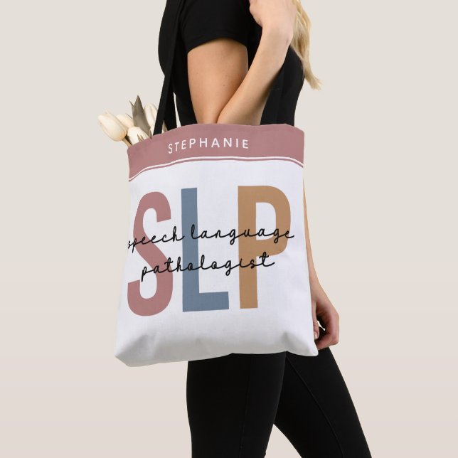 Tote Bag Pathologiste orthophoniste sur mesure SLP (De près)
