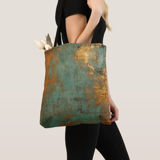 Tote Bag Patina de cuivre métallique rustique (De près)