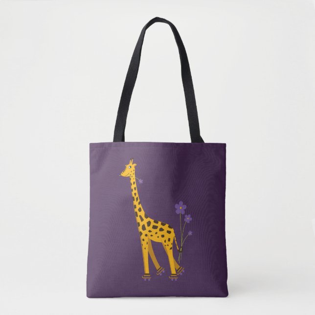 Tote Bag Patinage à rouleaux de girafe violet (Devant)