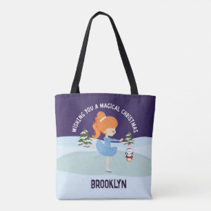 Tote Bag Patinage artistique de Noël personnalisé
