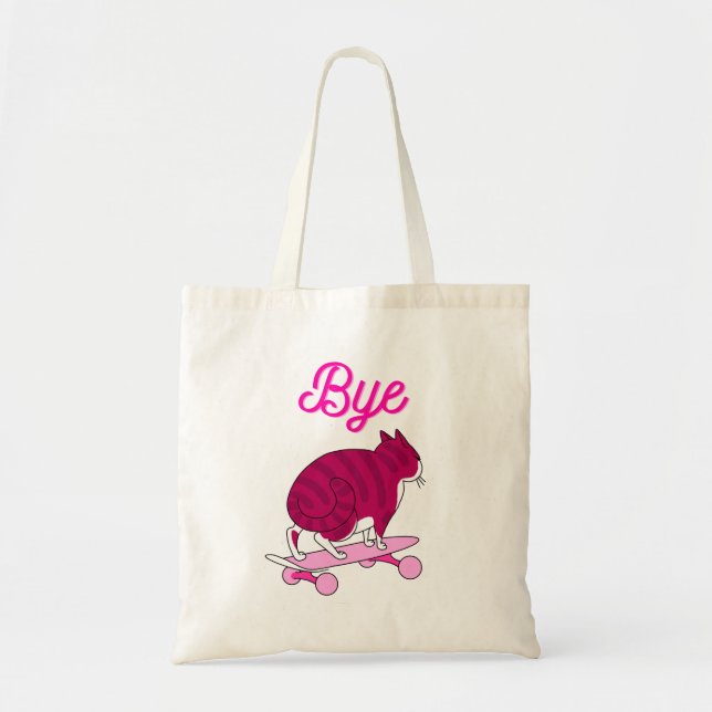Tote Bag Patinage cool Rose Chat Avec Style (Devant)