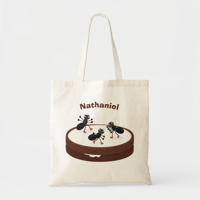 Tote Bag Patinage sur glace de fourmis joyeuses sur dessin  (Devant)