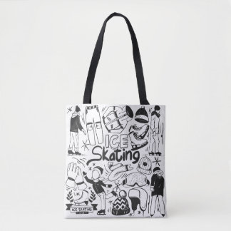 Tote Bag Patinage sur glace style doodé