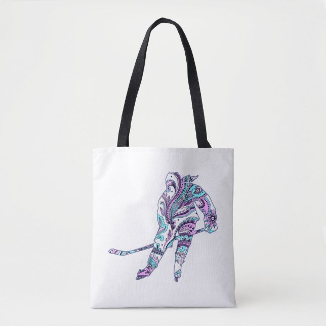 Tote Bag Patineuse de hockey Silhouette Paisley (Devant)