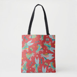 Tote Bag Patins à rouleaux rétro : Arrière - plan rouge bri
