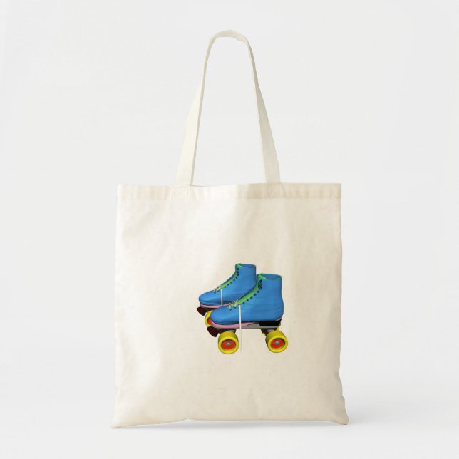 Tote Bag Patins de rouleau bleus dans le rétro style (Devant)