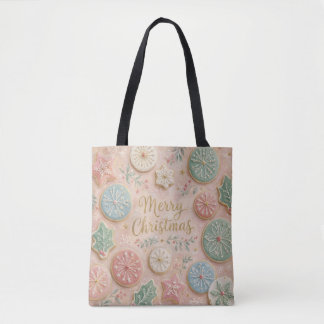 Tote Bag Pâtisseries de Noël pastel Flocon de neige Joyeux