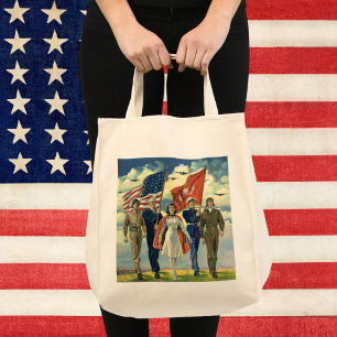 Tote Bag Patriote Vintage, Personnel Militaire Fier Héros