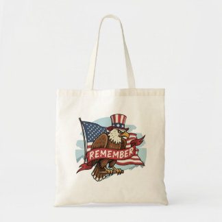 Tote Bag Patriotic Eagle "Remember" American Flag Design
