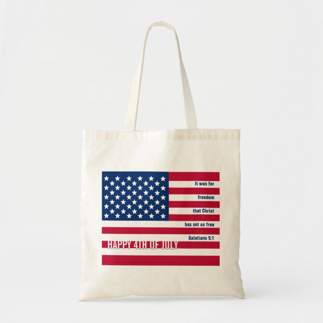 Tote Bag Patriotique Christian USA 4 juillet (Devant)