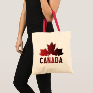 Tote Bag Patriotique de feuille d'érable rayée du Canada