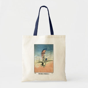 Tote Bag Patriotique vintage, Dame, Aigle avec drapeau amér