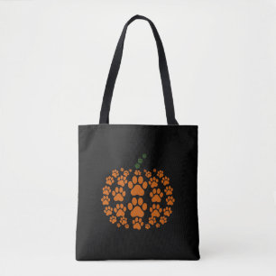 Tote Bag Patte Citrouille Empreinte de Patte de Chien Actio