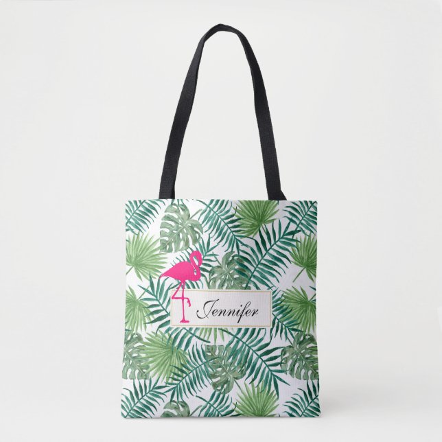 Tote Bag Pattern et Pink Flamingo (Devant)
